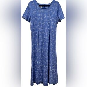 Talbots Women’s Short Sleeve Blue Floral Maxi Dress Size Large
